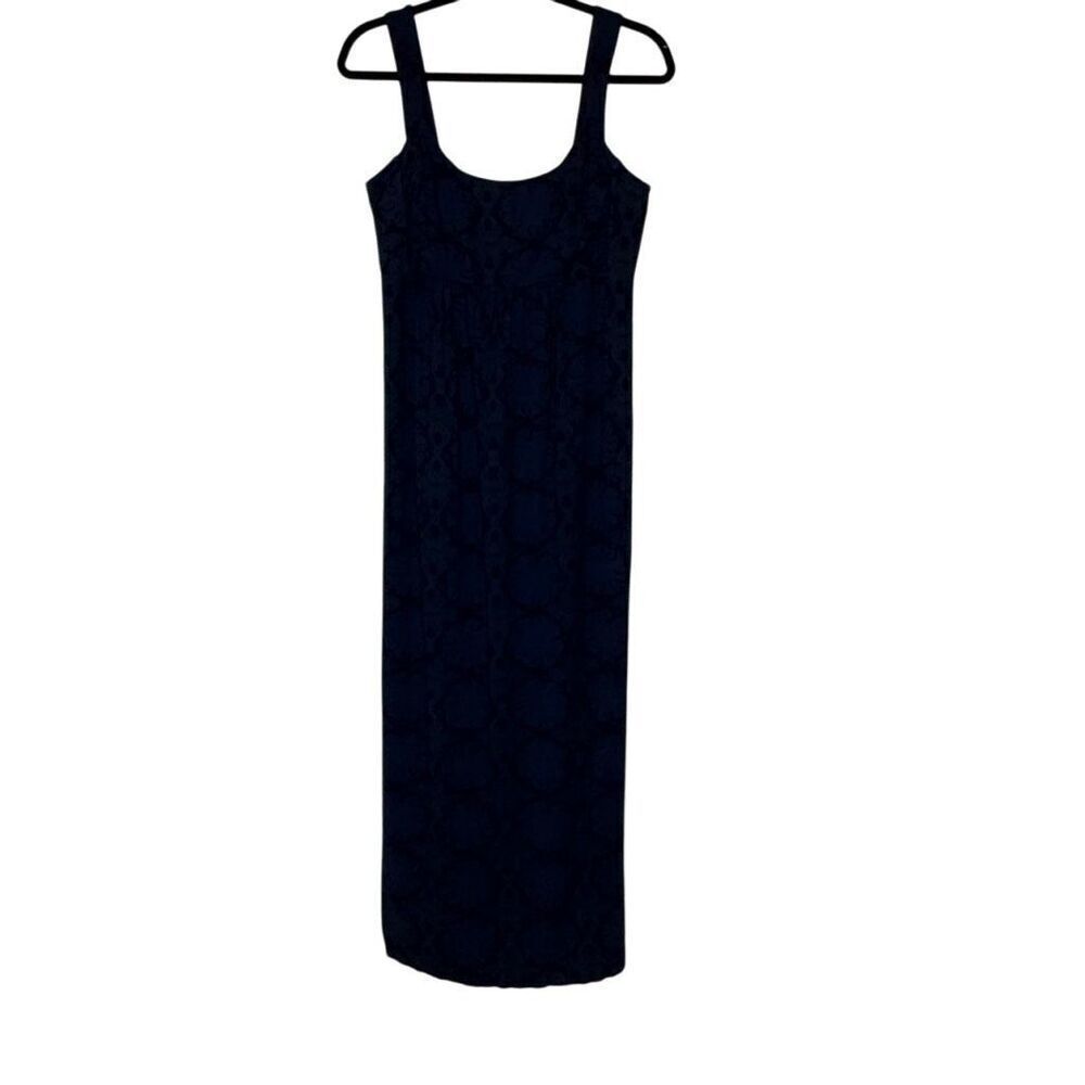 Fresh Produce Navy & Green Smocked Back Maxi Dress Sz M
